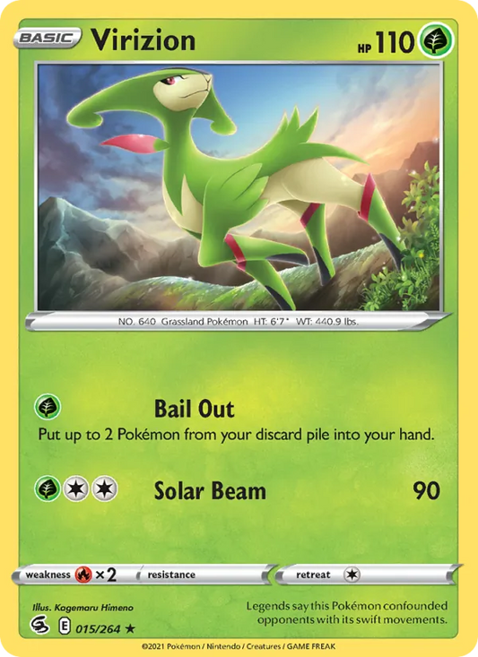 Virizion Reverse Holo 015/264 Fusion Strike Pokémon Card