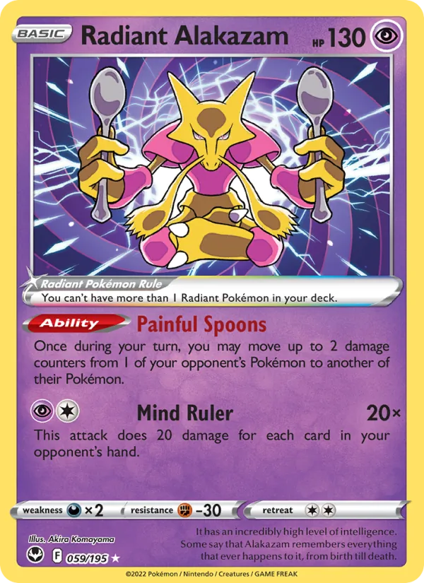 Radiant Alakazam Holo 059/195 Silver Tempest Pokémon Card