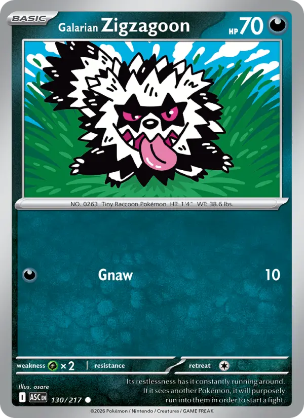 Galarian Zigzagoon Reverse Holo 130/217 Ascended Heroes Pokémon Card