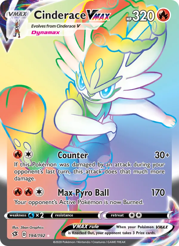 Cinderace VMAX Holo 194/192 Rebel Clash Pokémon Card