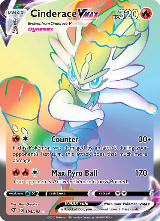 Cinderace VMAX Holo 194/192 Rebel Clash Pokémon Card