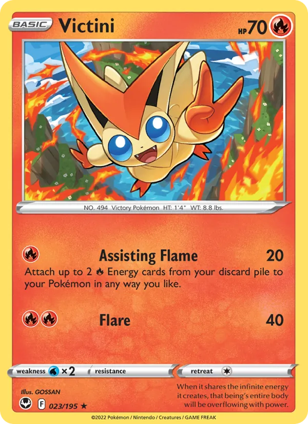 Victini Reverse Holo 023/195 Silver Tempest Pokémon Card