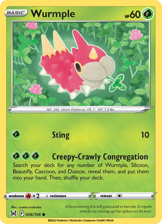 Wurmple Reverse Holo 006/196 Lost Origin Pokémon Card