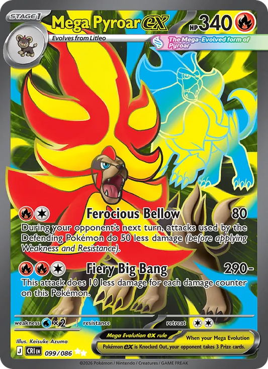 Mega Pyroar ex Holo 099/86 Chaos Rising Pokémon Card