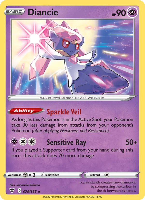 Diancie Reverse Holo 079/185 Vivid Voltage Pokémon Card