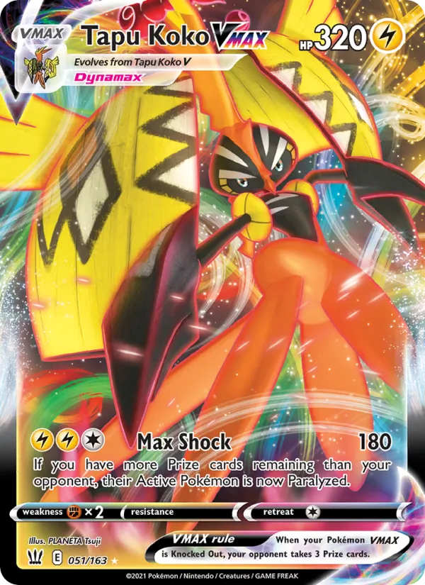 Tapu Koko VMAX Holo 051/163 Battle Styles Pokémon Card