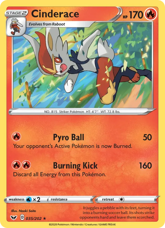 Cinderace Reverse Holo 035/202 Sword & Shield Pokémon Card