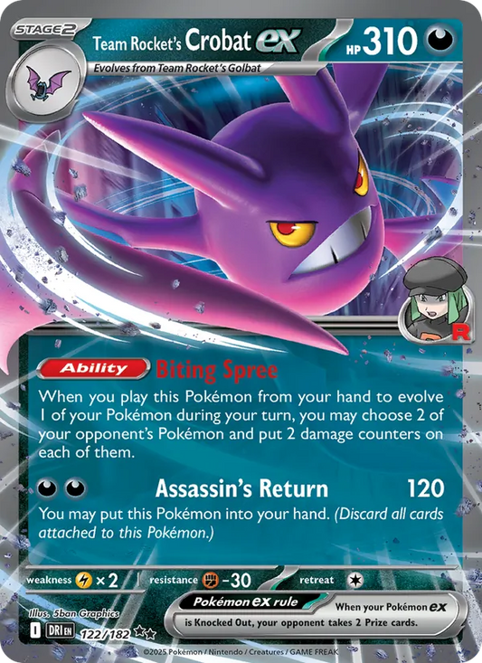 Team Rocket's Crobat ex Holo 122/182 Destined Rivals Pokémon Card