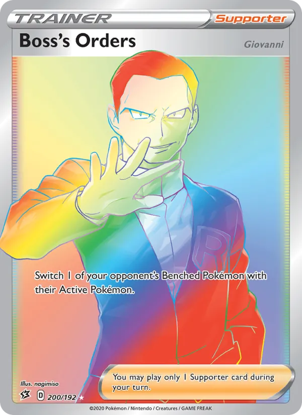 Boss's Orders (Giovanni) Holo 200/192 Rebel Clash Pokémon Card