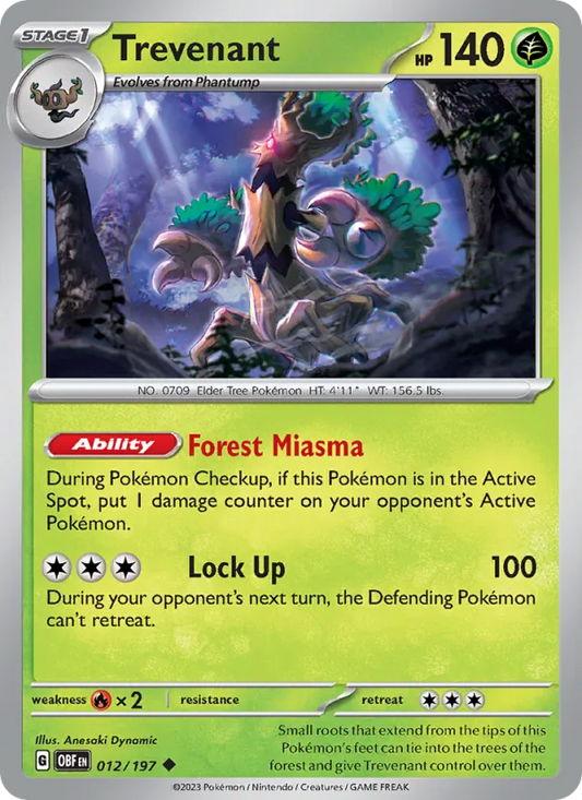Trevenant Normal 012/197 Obsidian Flames Pokémon Card