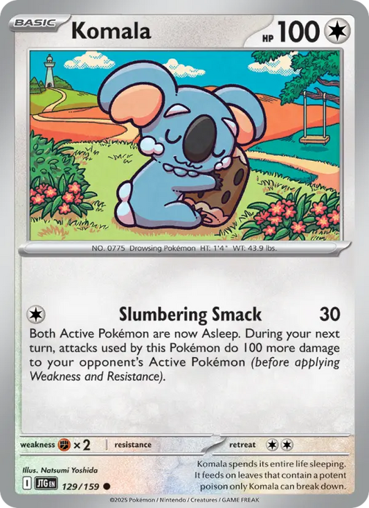 Komala Reverse Holo 129/159 Journey Together Pokémon Card