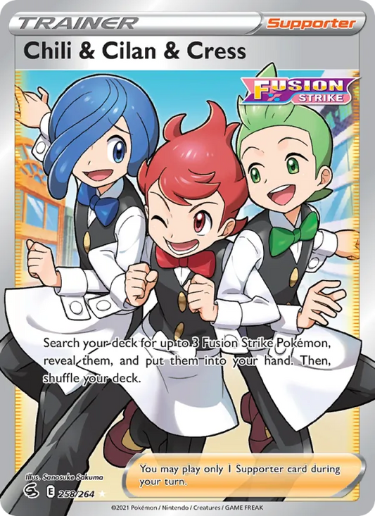 Chili & Cilan & Cress Holo 258/264 Fusion Strike Pokémon Card