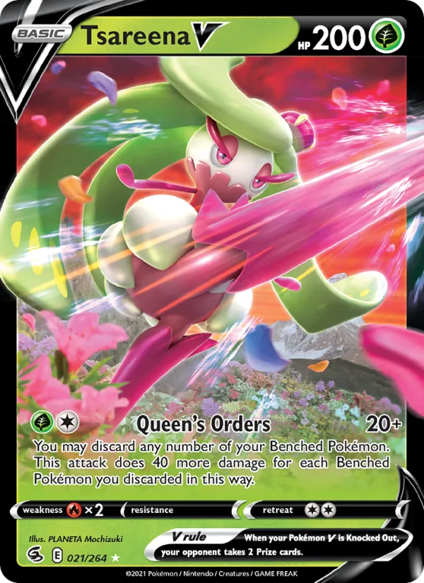 Tsareena V Holo 021/264 Fusion Strike Pokémon Card