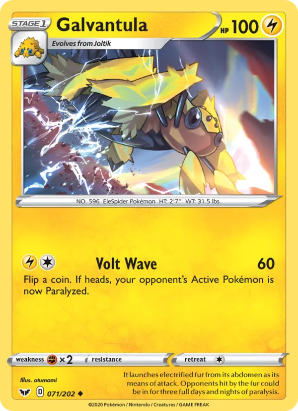 Galvantula Reverse Holo 071/202 Sword & Shield Pokémon Card