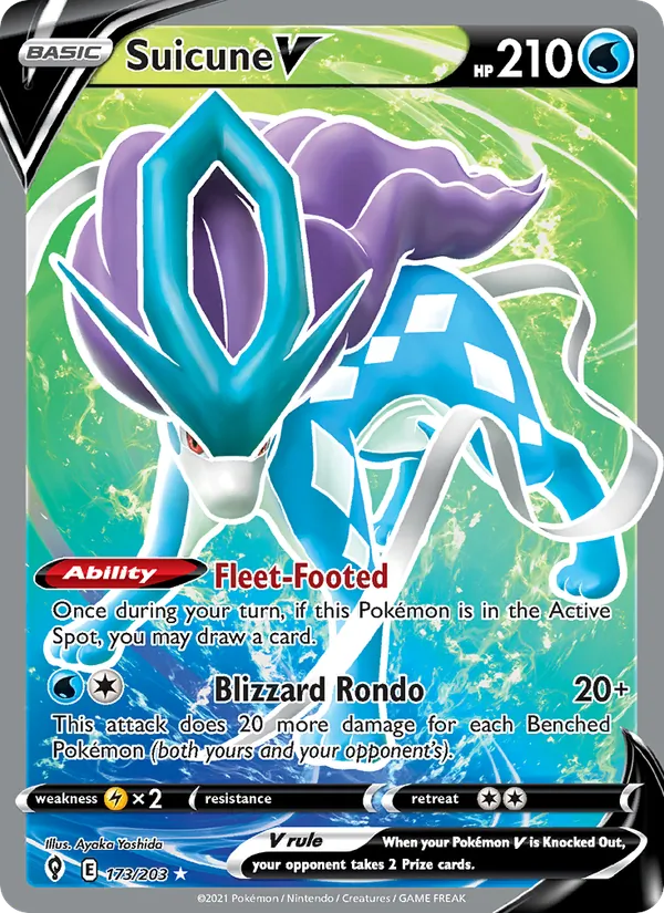 Suicune V Holo 173/203 Evolving Skies Pokémon Card