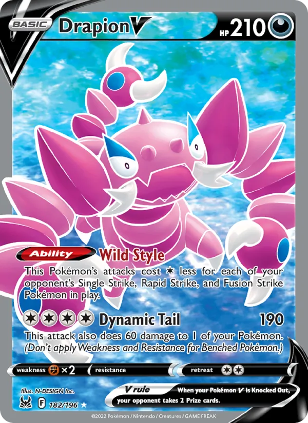 Drapion V Holo 182/196 Lost Origin Pokémon Card