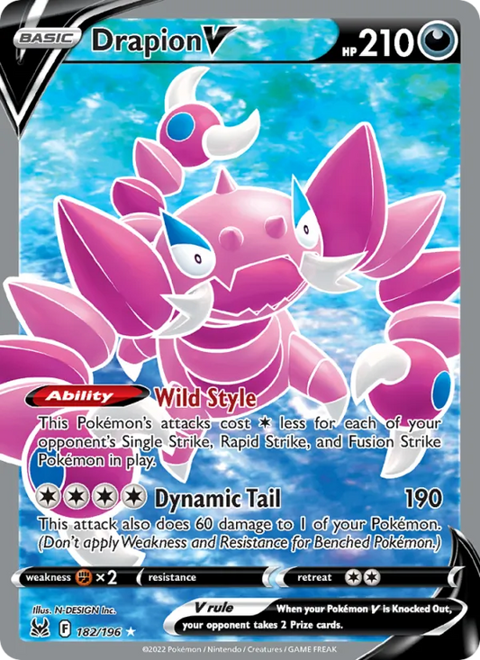 Drapion V Holo 182/196 Lost Origin Pokémon Card
