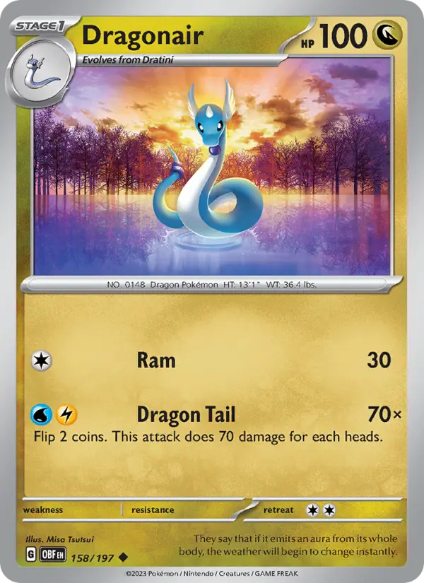 Dragonair Reverse Holo 158/197 Obsidian Flames Pokémon Card