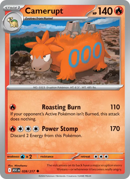 Camerupt Reverse Holo 028/217 Ascended Heroes Pokémon Card