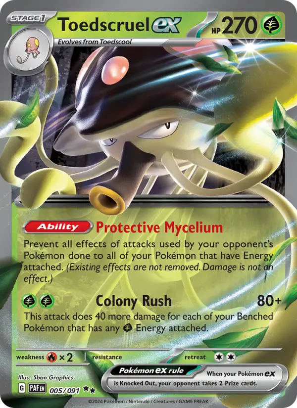 Toedscruel ex Holo 005/91 Paldean Fates Pokémon Card