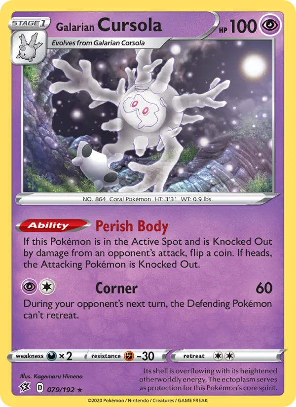 Galarian Cursola Reverse Holo 079/192 Rebel Clash Pokémon Card