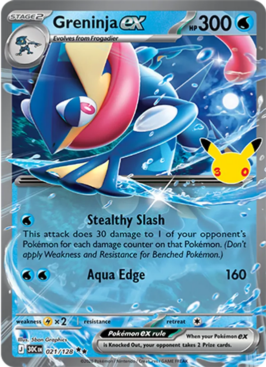 Greninja ex Normal 021/128 30th Celebration Pokémon Card