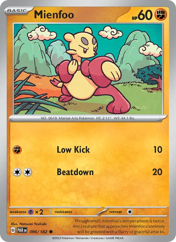 Mienfoo Reverse Holo 096/182 Paradox Rift Pokémon Card