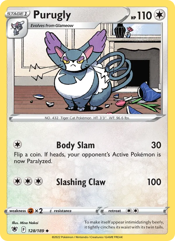 Purugly Reverse Holo 128/189 Astral Radiance Pokémon Card