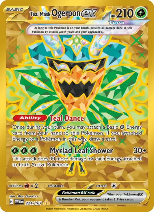 Teal Mask Ogerpon ex Holo 221/167 Twilight Masquerade Pokémon Card