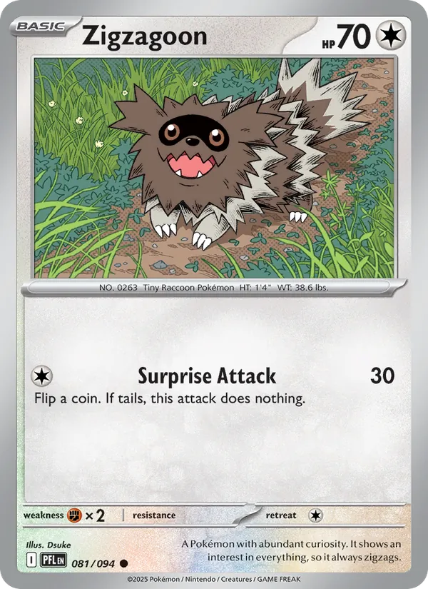 Zigzagoon Non-Holo 081/94 Phantasmal Flames Pokémon Card