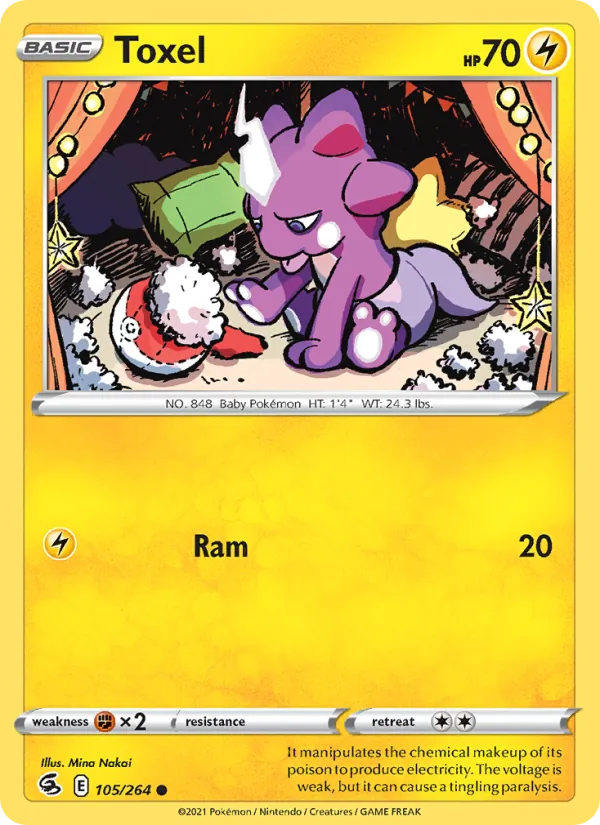 Toxel Reverse Holo 105/264 Fusion Strike Pokémon Card