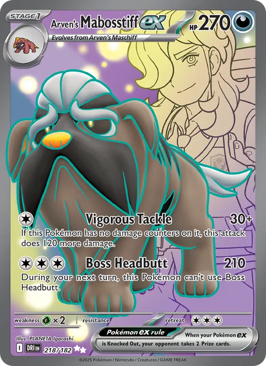 Arven's Mabosstiff ex Holo 218/182 Destined Rivals Pokémon Card