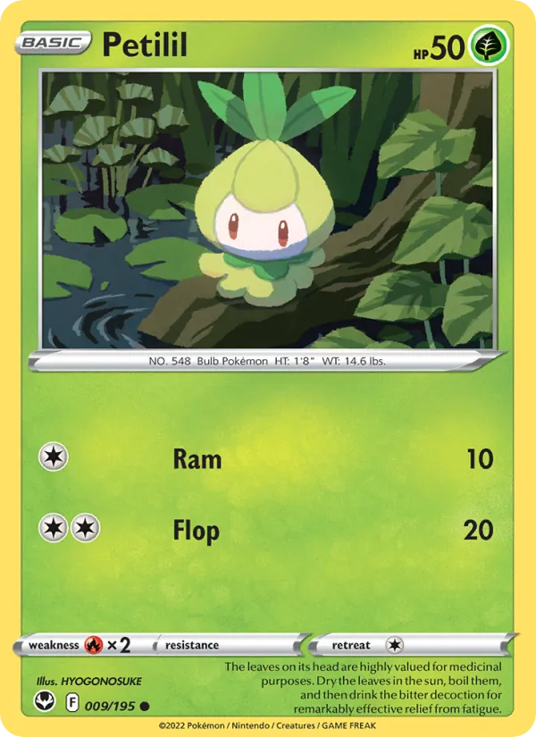 Petilil Reverse Holo 009/195 Silver Tempest Pokémon Card