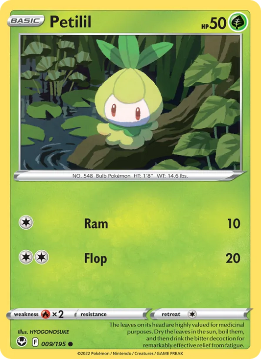 Petilil Reverse Holo 009/195 Silver Tempest Pokémon Card