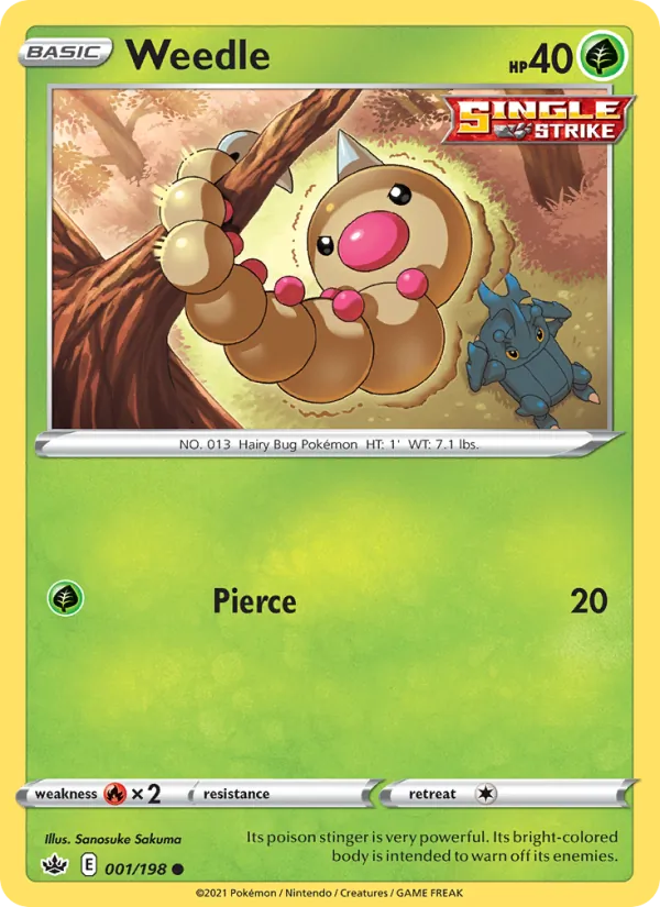 Weedle Reverse Holo 001/198 Chilling Reign Pokémon Card