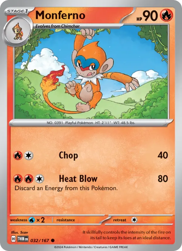 Monferno Reverse Holo 032/167 Twilight Masquerade Pokémon Card