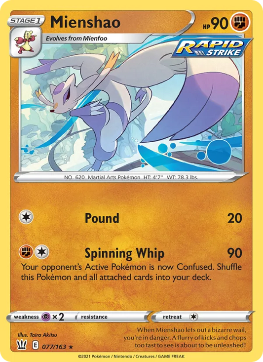 Mienshao Normal 077/163 Battle Styles Pokémon Card