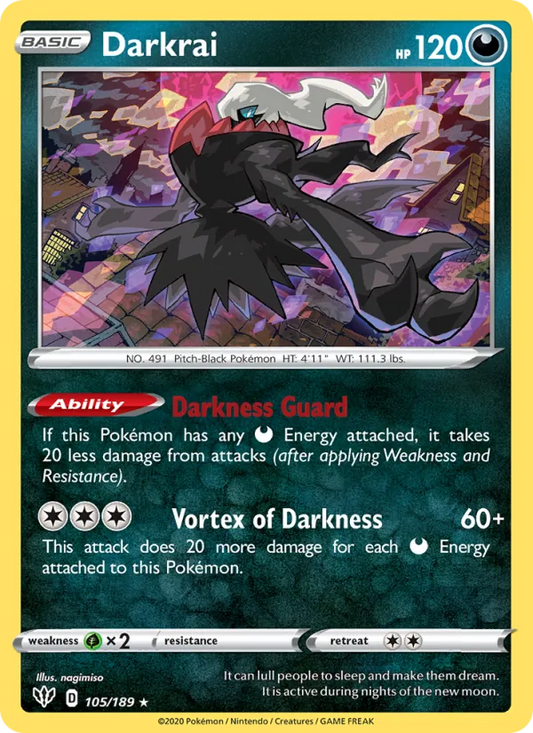 Darkrai Reverse Holo 105/189 Darkness Ablaze Pokémon Card