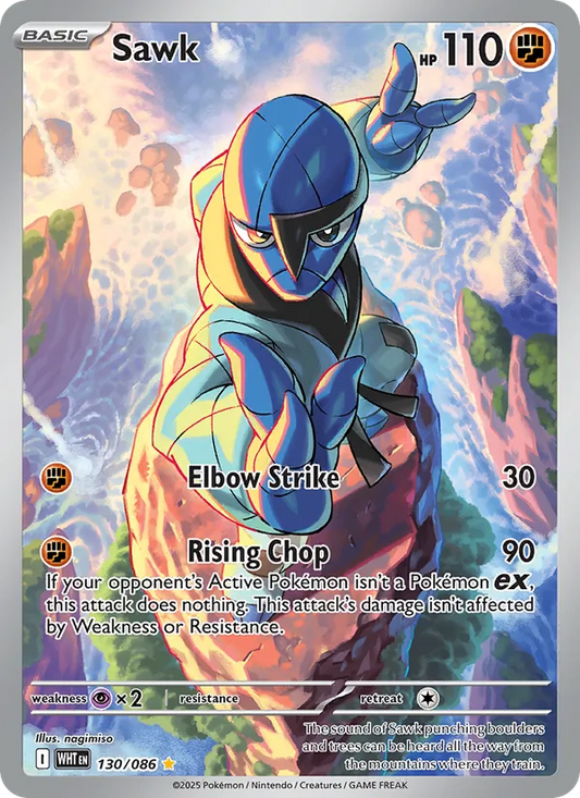 Sawk Holo 130/86 White Flare Pokémon Card