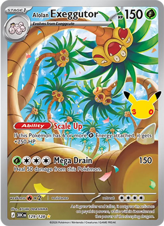 Alolan Exeggutor Normal 129/128 30th Celebration Pokémon Card