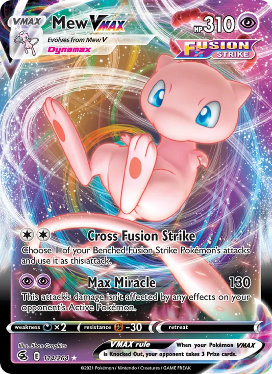 Mew VMAX Holo 114/264 Fusion Strike Pokémon Card