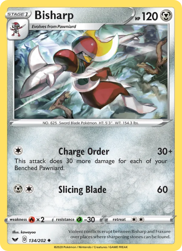 Bisharp Reverse Holo 134/202 Sword & Shield Pokémon Card