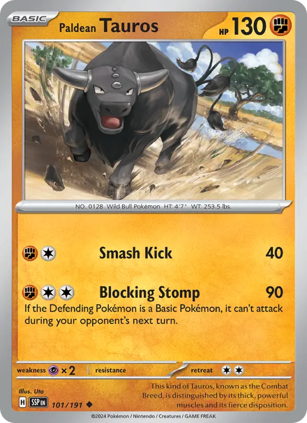 Paldean Tauros Reverse Holo 101/191 Surging Sparks Pokémon Card