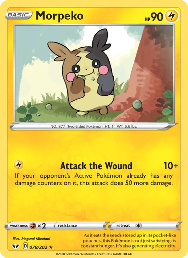 Morpeko Reverse Holo 078/202 Sword & Shield Pokémon Card