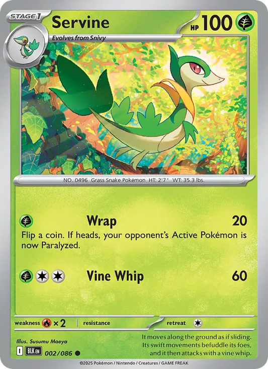 Servine Normal 002/86 Black Bolt Pokémon Card