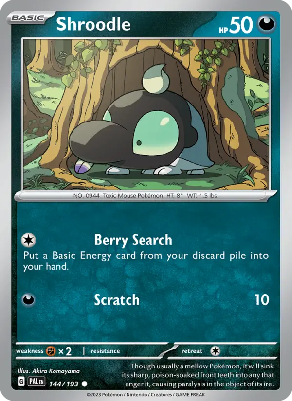 Shroodle Non-Foil 144/193 Paldea Evolved Pokémon Card