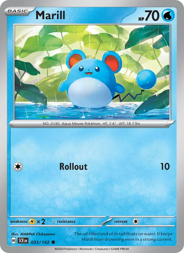 Marill Reverse Holo 033/142 Stellar Crown Pokémon Card