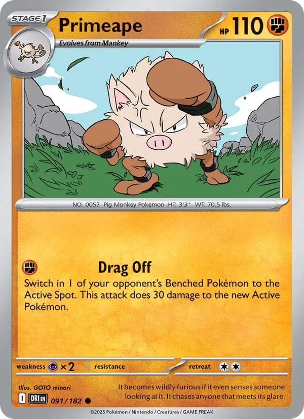 Primeape Normal 091/182 Destined Rivals Pokémon Card