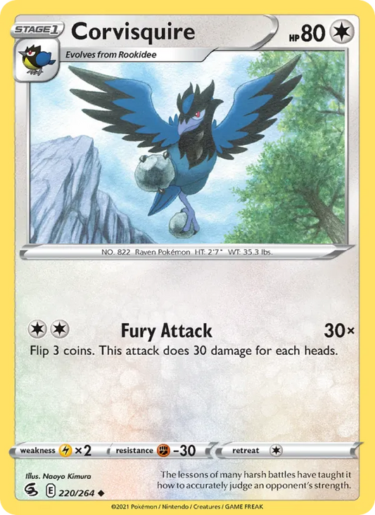 Corvisquire Reverse Holo 220/264 Fusion Strike Pokémon Card