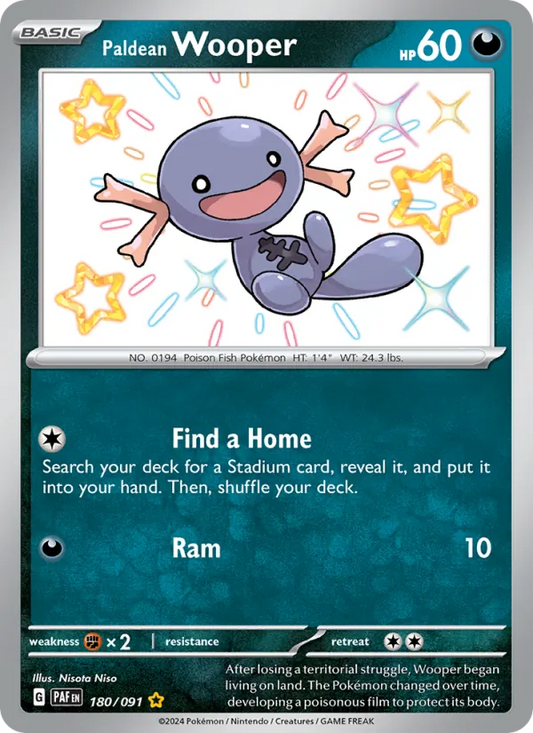 Paldean Wooper Holo 180/91 Paldean Fates Pokémon Card